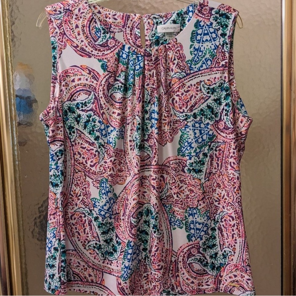 Calvin Klein Pink and Blue Blouse